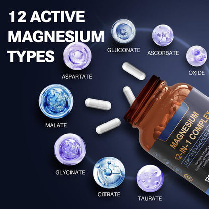 Magnesium 12 in 1 Complex 700mg - Glycinate Citrate Malate Taurate Daily Support