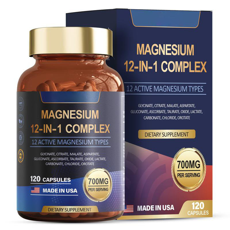 Magnesium 12 in 1 Complex 700mg - Glycinate Citrate Malate Taurate Daily Support
