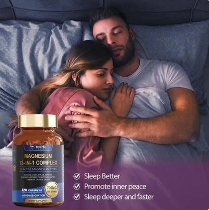 Magnesium 12 in 1 Complex 700mg - Glycinate Citrate Malate Taurate Daily Support